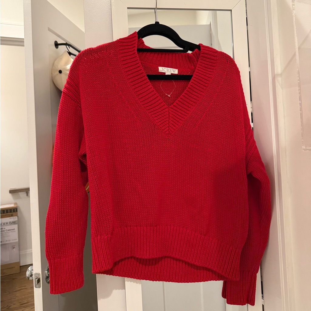 Jcrew Xs Red V Neck Sweater